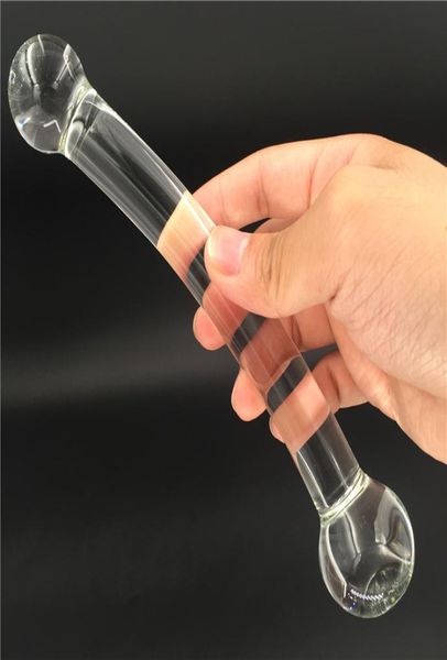 Dong transparente DONG DUPLE ENCEDED VIDRO DILDO CRISTAL PENIS FALSO MULHER MAN HOMEM MEMICIMAÇÃO FERRAMENTAS DE MASTURAÇÃO Anal Butt Plugs Sexo adulto T6840048