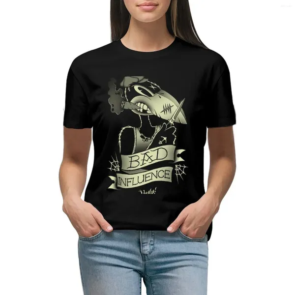 Polos femininos Bad influência Crow T-shirt Roupas estéticas de verão top