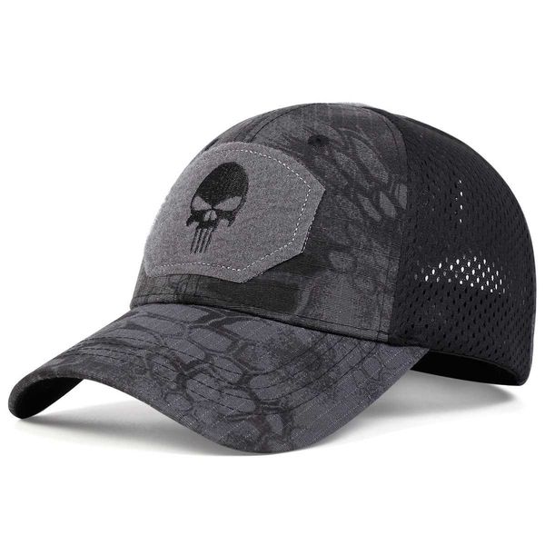 Caps de bola New Maré cool Skull Multicam Operators Mesh Baseball Cap Men encantados tactical Bom Quty Respirável Esportes ao ar livre Papai Hat T240429