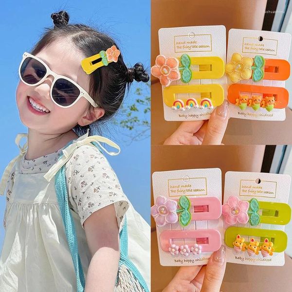 Accessori per capelli 2 pezzi/set per bambini colori fiori Cartoon arcobaleno Ornamentr Clips NAMBINE NAPPI