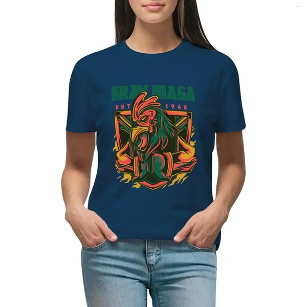 Frauenpolos Kopie von Kickass Cool Krav Maga Rooster Design T-Shirt Tierdruck Hemd für Mädchen Sommerkleidung einfache T-Shirts Frauen