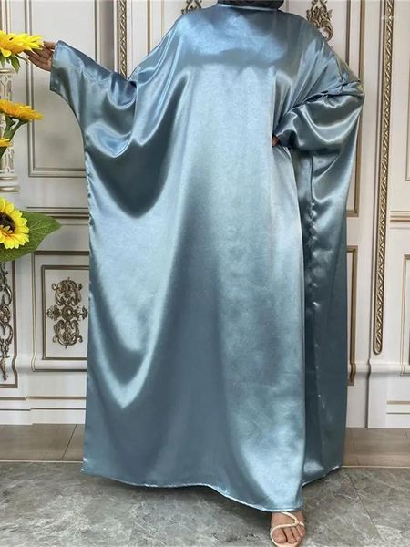 Roupas étnicas Cetim Kaftan Abaya Dubai Turquia Islam Bangladesh Muslim Long Dress ABAYAS PARA MULHERES CAFTAN MAROCAIN ROBE LONGE FEMME
