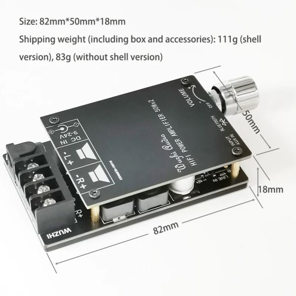 Amplificatore Hifi Wireless Bluetooth 5.0 TPA3116 Digital Power Audio Amplifier Board TPA3116D2 50WX2 Amplificador Stereo Amplificador Home Theater