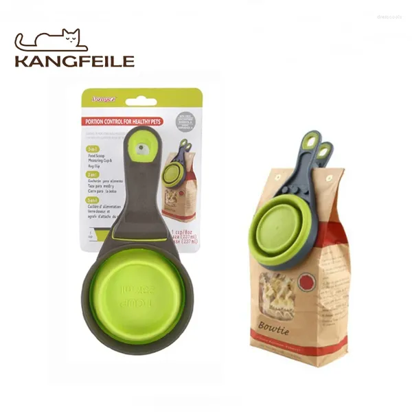 Dog Apparel Kangfeile Acessórios para animais de estimação Alimentos suprimentos de porção de controle de água para cães gatos dobráveis colher de grão de silicone