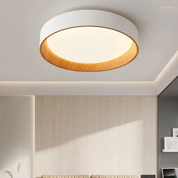 Avizeler Nordic Dairesel Ahşap Doku Tasarımı LED Tavan Avizesi Oturma Odası Balkon Yatak Odası Lambaları Ev Dekoru Luminaires