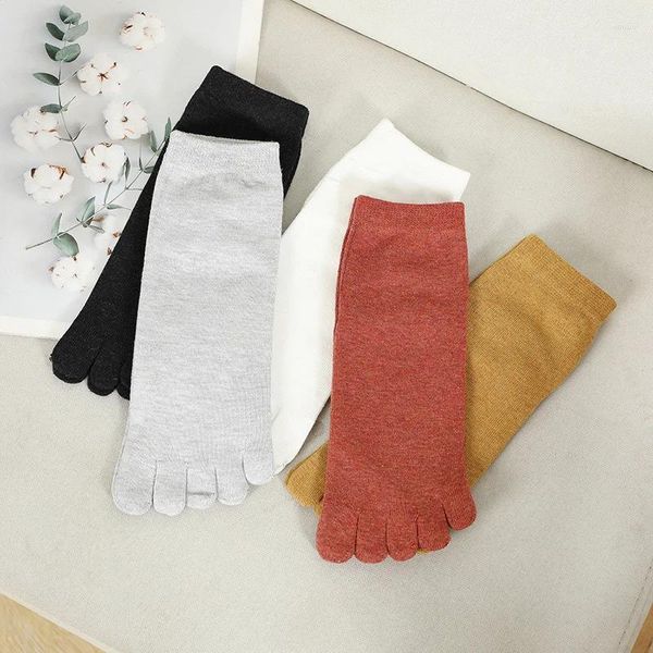 Mulheres meias 5pairs feminino com babados 5 dedo conjunto de dedos coreanos femininos femininos coisas fofas de algodão