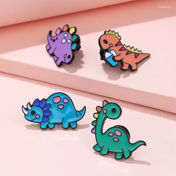 Broches 4pcs/conjunto Botões fofos em forma de dinossauros em forma de dinossauros para roupas de mochila Presentes de joias para meninas