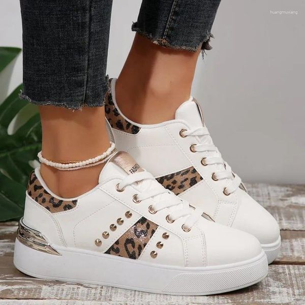 Lässige Schuhe Leopard Print Sneakers Frauen 2024 Herbst Low Top Damen Vulkanisierte Mode vielseitig weiße Sportzapatos