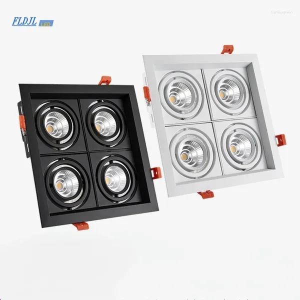 Deckenleuchten dimmbare Superhelle 4 Köpfe Eingebrauchtes quadratische LED-Downlights Cob 40W Spot Dekoration Lampe AC85-265V