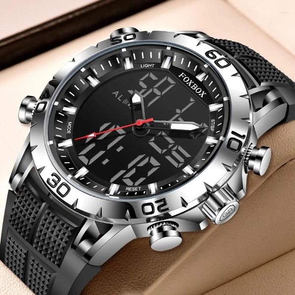 Нарученные часы 2024 Lige Sport Watch для мужчин Top Big Dial Silicone Waterpronation Chronograph с датой Relogio Masculino