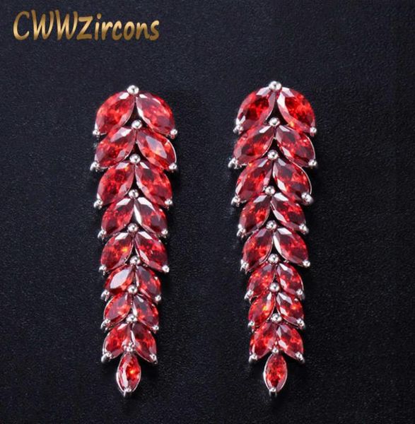 Gioielli cubici di zirconia cubica di alta qualità Ororiale penzolante per il rosso scuro lungo per donne CZ260 2107148047324