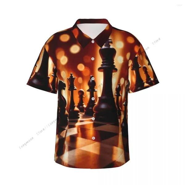 Camisas casuais de camisa de camisa de xadrez táticas de estratégia Tactics Jogo de manga curta Homens de verão para baixo