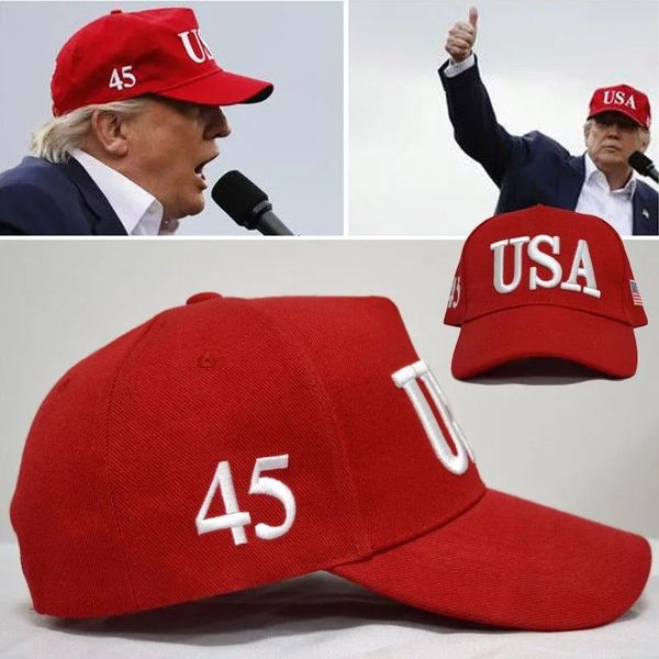 Trump Red Hat Amerikan Seçimi 3D Nakış ABD Beyzbol Kapağı Spor Partisi Şapkası