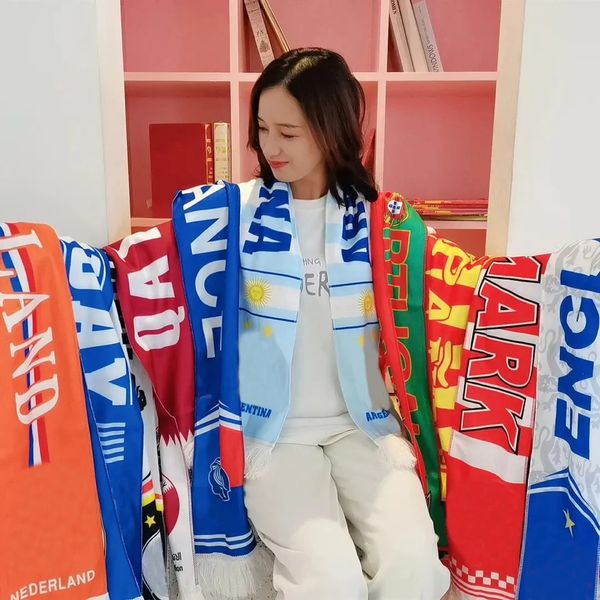 140x16 cm National Flag Pattern Team Football Team Scarf Soccer Club Match Match Match che tirano le sciarpe del collo banner per eventi sportivi 240426