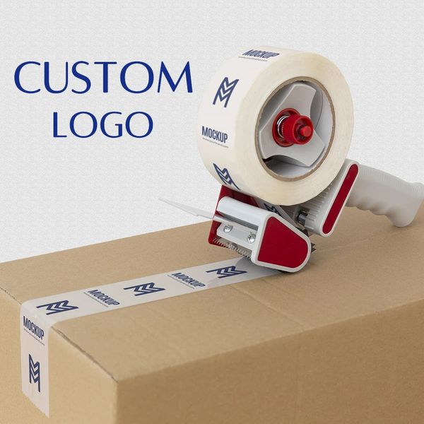 Impressão personalizada de fitas adesivas transparentes ou coloridas com slogan de publicidade de marca pessoal para vedação de caixa de caixa de papelão 240426