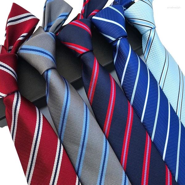 Laço amarra 8 cm de gravata de gravata listrada azul rosa cinza homens casamentos cravatta homem homem noivo gravata decote de gravata outono inverno