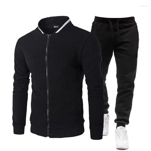 Men's Tracksuits Autumn Modyable Baseball Suit com Zipper Stand Up Collar Capelie Jacket para Casual Cardigan Solid Color Set