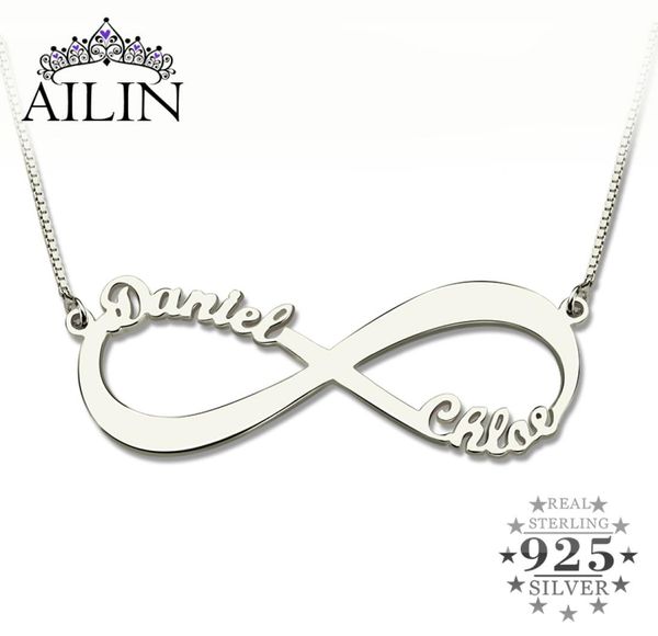 Ailin Personalized Infinity Necklace Twame Necklace Silver Infinity Nome Collana Love non ha fine Gioielli Gioielli Gioielli Gift J7443164