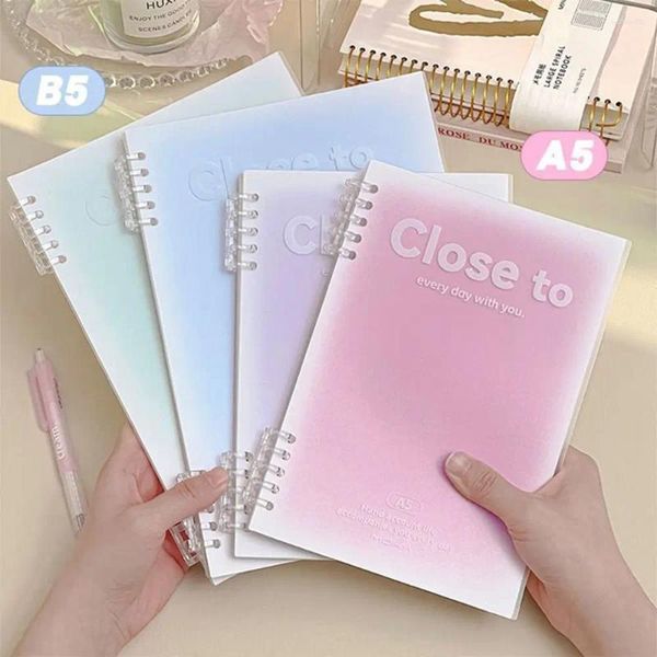 Gradiente de notebook cor sola anel de folha solta Binder Notepad Livro de contas de contas estudantes artigos de papelaria de estampa de escritório da escola