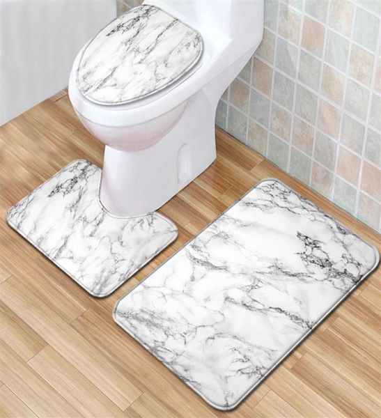 Padrão de mármore e chuveiro conjunto de banheiros Tapete de banheira 3pcs Conjunto de tapete de banheiro Anti -Slip Carpet Banho Mat Alfombra Ducha Antideslizante 307L5134891