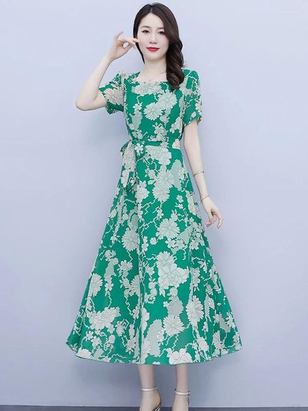 Partykleider 2024 Vintage Casual Green Green Maxi Abendkleid Sommerkleidung für Red Chiffon Beach Women Bodycon Elegant Abschlussball Long