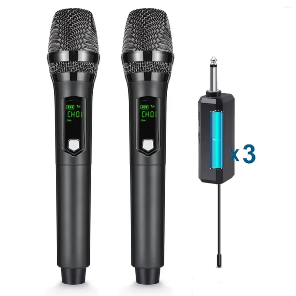 Microfoni HeikuDing Sistema di microfono dinamico wireless portatile e scheda audio ricevitore da 6,35 mm per microfono di trasmissione in streaming live