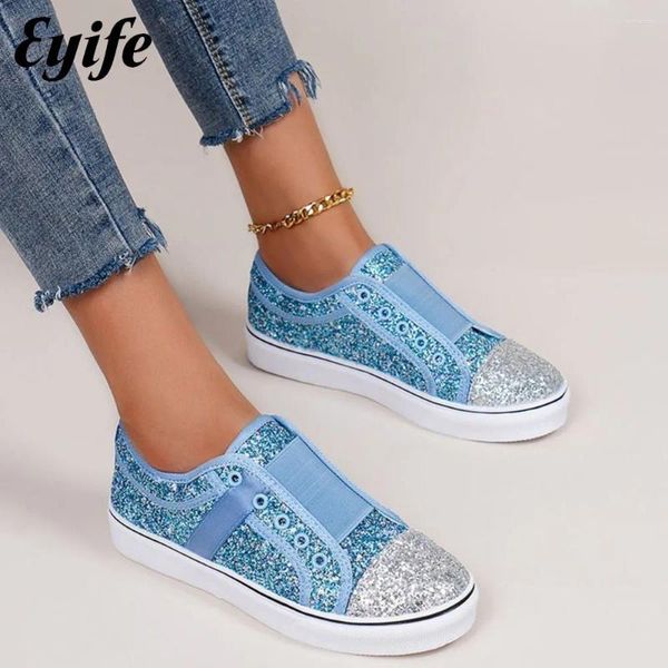 Повседневная обувь женские кроссовки Bling 2024 Spring Styly Ladies Low Top Slip на удобном холсте. Цвета Женские спортивные квартиры 35-43