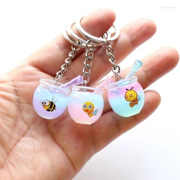 Keychains 1pc niedliche Bienenhonig -Jar -Schlüsselbund Luminous Pendell