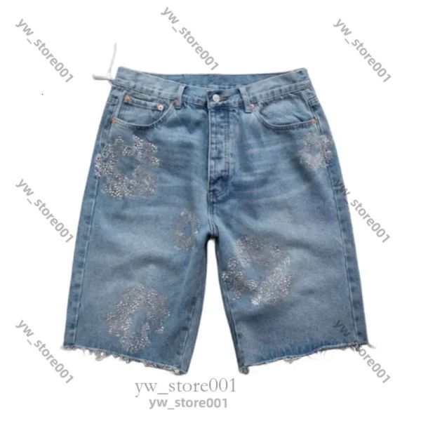 Teers Shorts Denim Shorts Shorts Jean Blumendruck Shortpants Slim Herren Hellblau Shorts Kranzhellwäsche Jeans Denim Teara Kapok Blume Shorts 3223