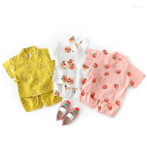 Kleidungssets weich geborene Baumwolle Japanisch Baby Kimono Tracksanuse Kleinkind 2pcs/Set Hosen Tops Kinder Jungen Mädchen Set Kinderkindkleidung