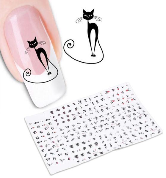 2017 novo 1 folha 3d desenho animado fofo gato animal unhas de arte adesiva manicure dicas de decalques diy adesivos de unhas manicure 2165068