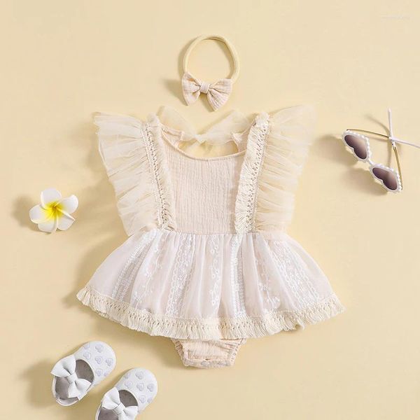 Rompers infantil garotas garotas vestido de vestido bordado bordado asas de borboleta macacões macacões de saltos de verão