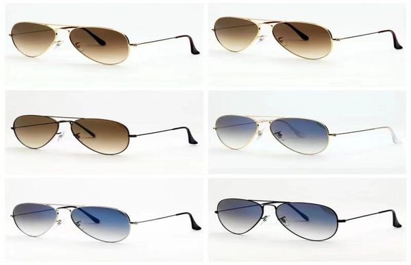 Klasik Tasarım Markası Aviator Güneş Gözlüğü UV400 Gözlük Metal Altın Çerçeve Aynası Sürüş Cam lens Unisex1596550