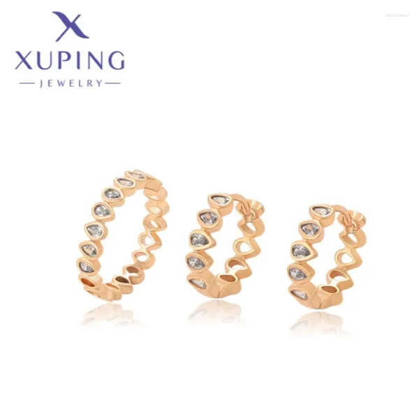 Brincos de colar Conjunto de jóias xuping estilo requintado círculo de formas de ouro anéis de cor de ouro para mulheres festival de festas desejos presentes x000662141