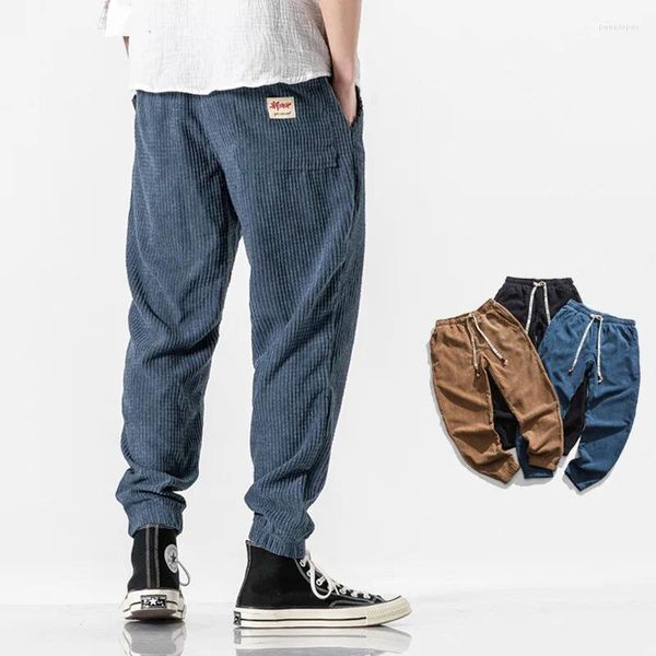 Pantaloni da uomo Spring e autunno giapponese sciolte lavano casual con lanterna cinese Core di velluto piedi alla moda