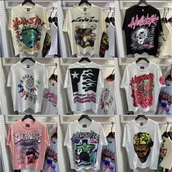 Hell Star Rappe Mens e T-shirt Rapper Singer Wash Craft Heavy Casal Casal Mesma Manga Curta Top Retro Retro Designer S-XL Cortezs Camisa da Camisa 887