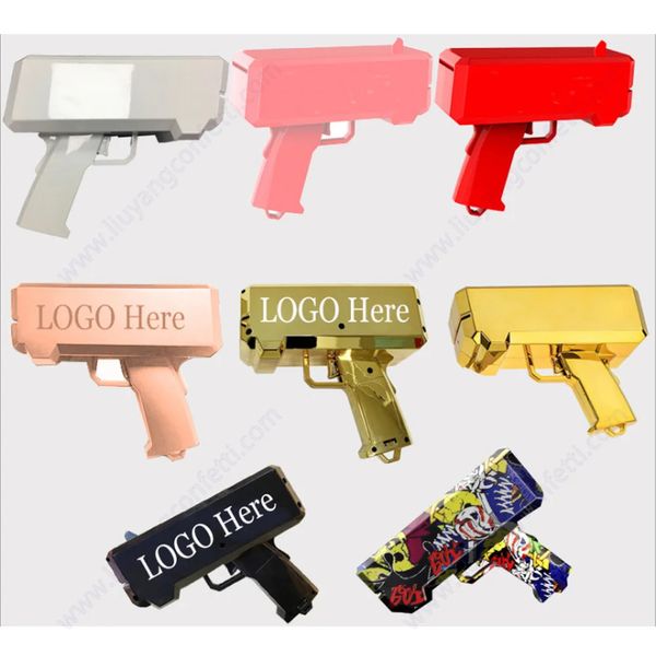 Money Gun Spray Shooter Super Toy Gold Gold Flying Machine personalizzati personalizzati Shoot Red Real Dispenser Pink Box Rain 240430