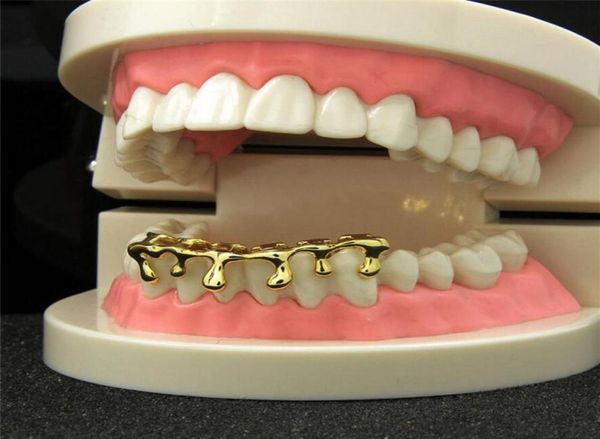 Хип -хоп пользовательский подготовительный капля Grillz 14K Золотые крышки для хип -хоп.