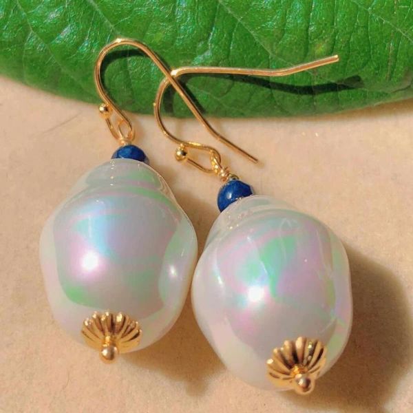 Orecchini penzolanti moda bianca perla irregolare lapis lazuli perle in oro per adolescenti fatti fatti fatti a mano il lampadario formale ufficio casual