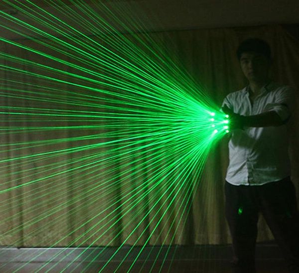 Guanti da festa laser verde multilinea luminose per abiti robot a led bar del festival musicale Festa