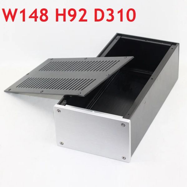 Verstärker ohne Loch Einfacher Aluminium -Leistungsverstärker Chassis DIY PSU Box Preamp Kopfhörer DAC -Gehäuse Hoend Musikhülle D310 W148 H92