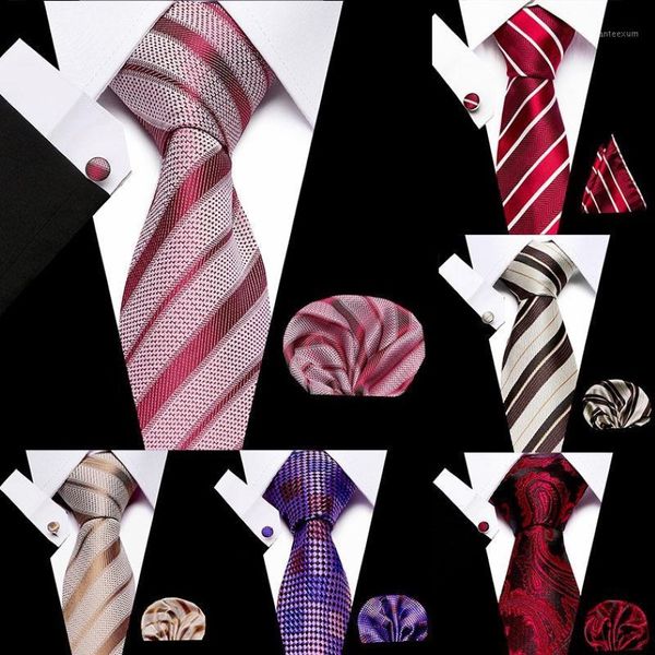 Hochzeits Männer Krawatten Set extra lange Größe 145 cm 7 5 cm Krawatte rot rosa Streifen 100% Seiden Jacquard Woven Hals Tie Anzug Hochzeitsfeier 299y