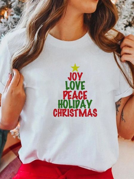 Frauen T -Shirts Frauen Geschenk Schönes süße Feiertag Frohe Weihnachten Hemd Kurzarm O Hals lose T -Shirt Ladies Tee Cartoon Mode
