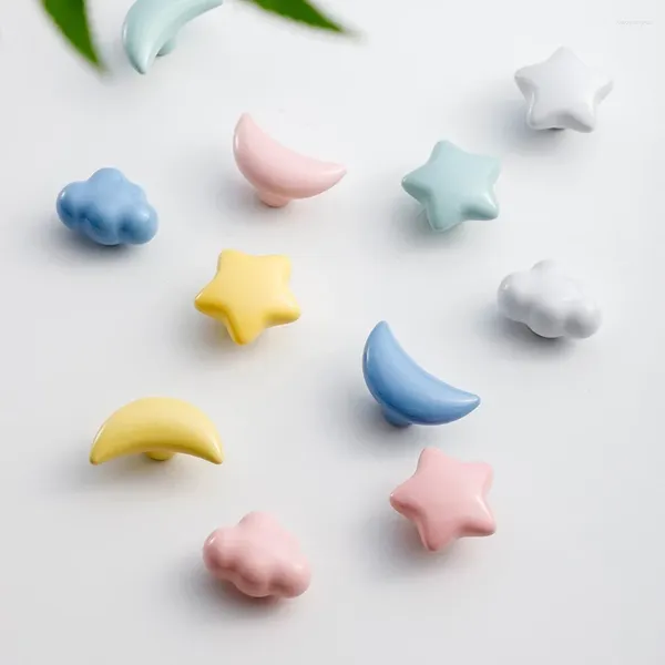 Dekorative Figuren hübsche Keramikhaken Wandhaken Sternmond Wolke Home Minimalismus Mantel Kinderzimmer Dekor Handwerkskleiderbleiderung