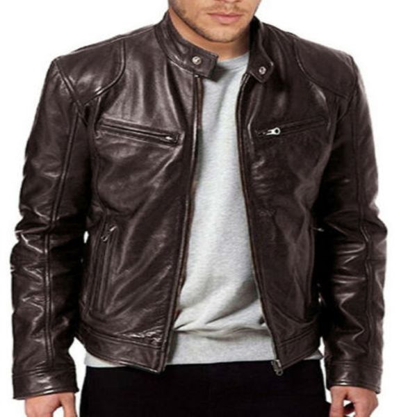 Homens genuíno jaqueta de couro de pele de cordeiro preto marrom 2019 novo homem de moda inverno inverno slim fit zipper biker jacket jacket streewear 2684