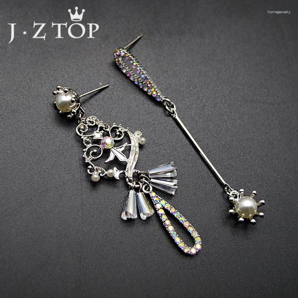 Orecchini a pennaglietta Jztop Cute Clown Clown Crystal Crystal Drop Woman IMitazione di lusso perle asimmetriche Oregrena lunghe Oorbellen