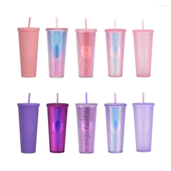 Kupalar Çift Duvar 710ml 24oz Noctilucence Plastik Pırlanta Tumbler Bling Smd So Soğuk Kupası Logo Yok AB Renk