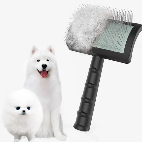 Brush de vestuário de vestuário para cães para cães- Pin Extra Long Pin Large Pet Brooming Free and Deshedding (preto)