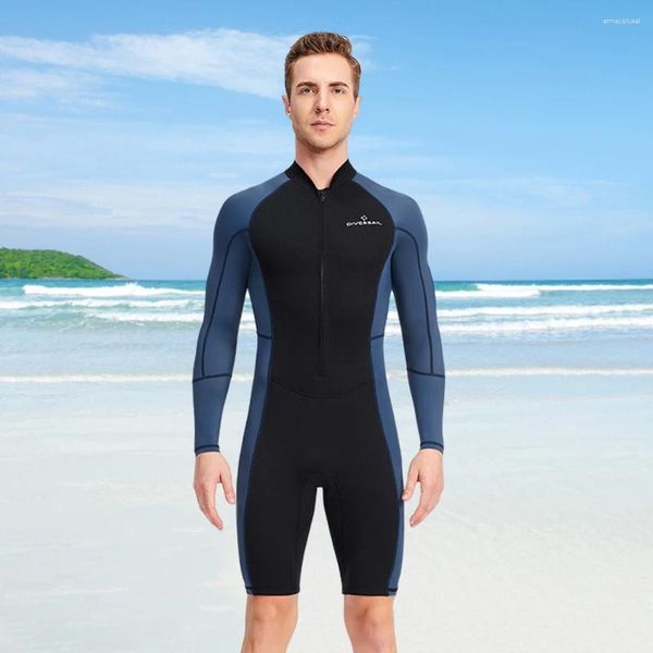 Roupas de pele de mergulho neoprene de roupas de banho feminina com zíper para masculino Snorkeling Surfing Swimsuit elástico à prova de frio esportes de água morna