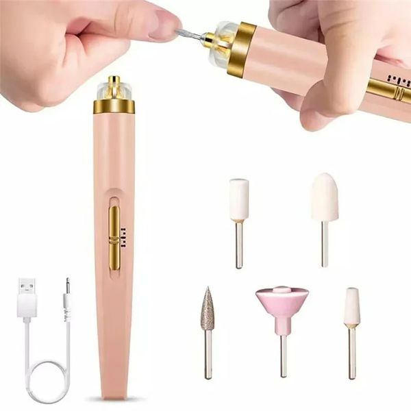 5 su 1 macchina per trapano per smalto elettrico con light portatile mini elettrico manicure art penna per gel ridotto